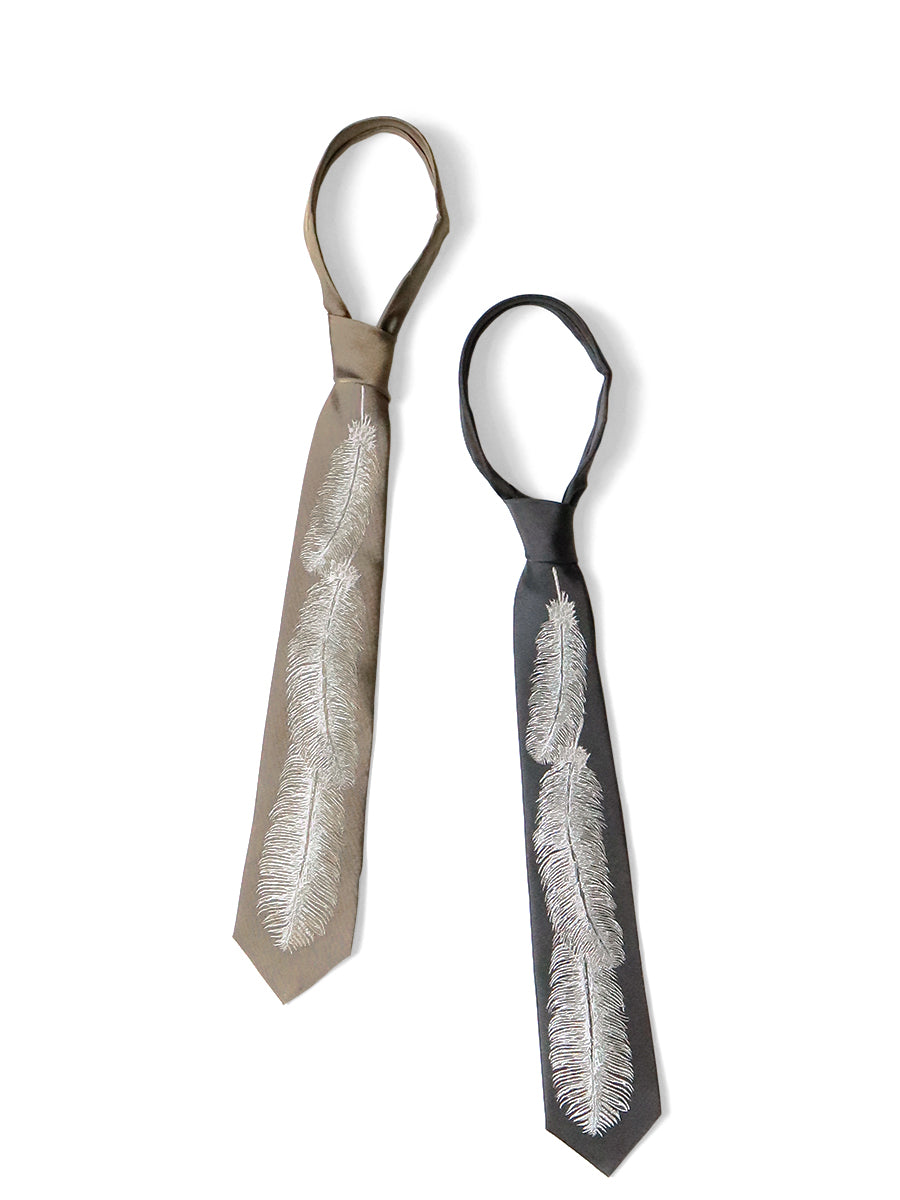 Kapital Silk Twill Feather Necktie