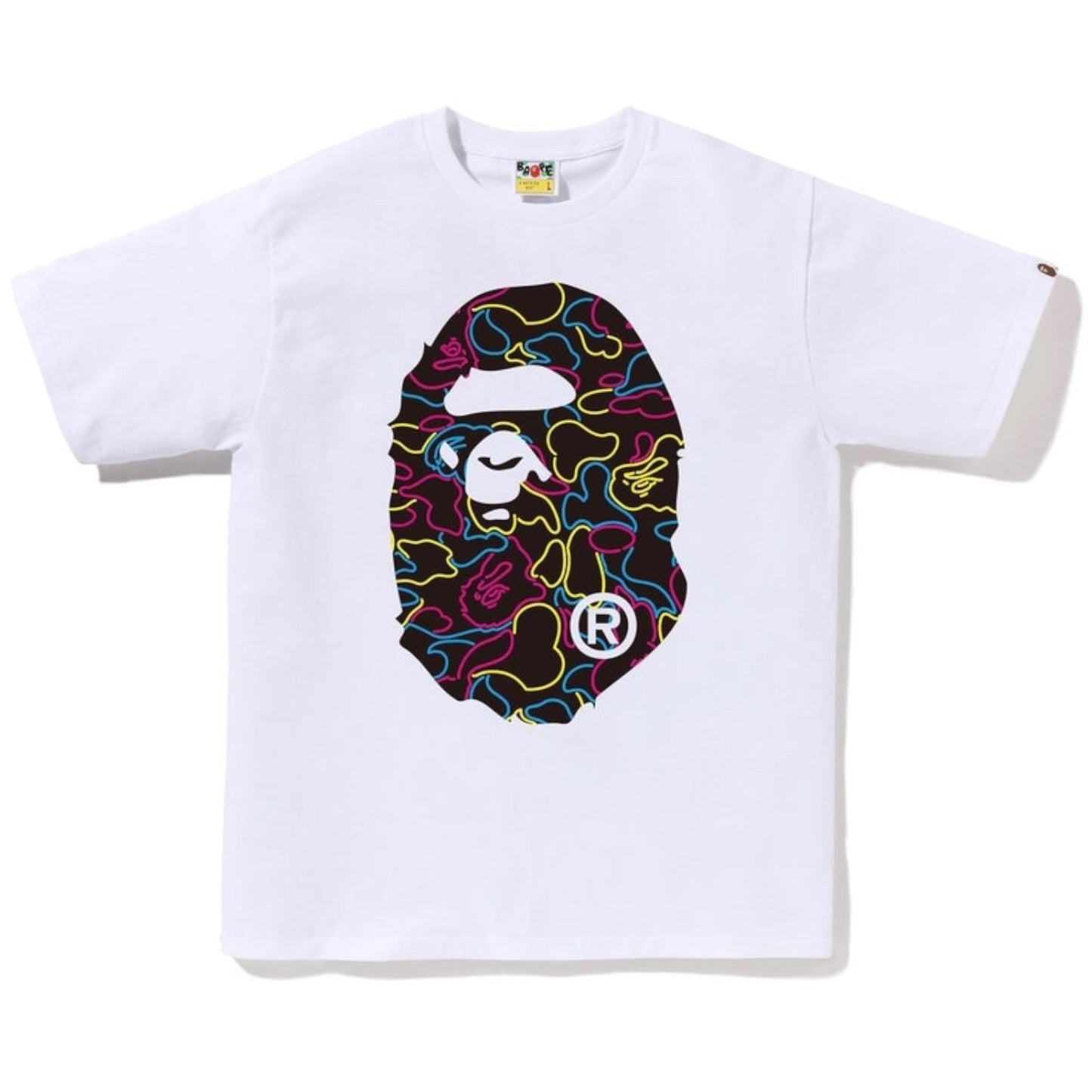 BAPE NEON CAMO BIG APE HEAD TEE