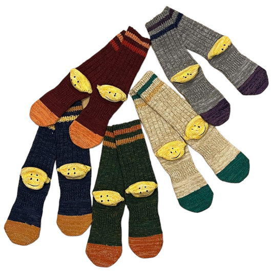 Kapital Heather Ivy Rainbowy Happy Heel Smile Socks