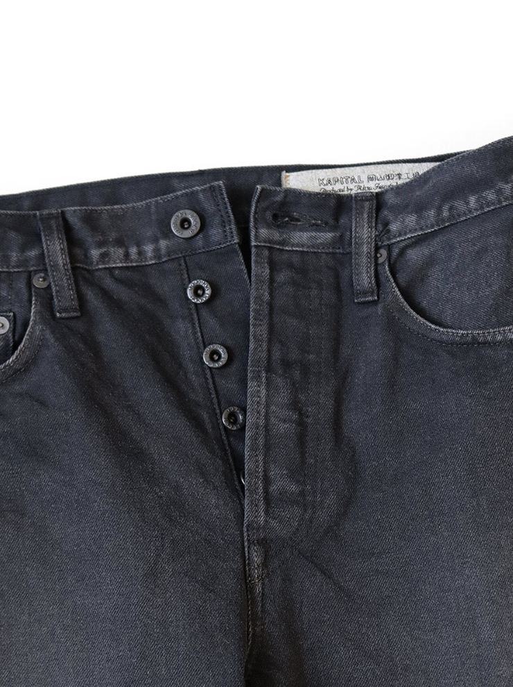 Kapital 14oz Black x Black Denim 5P Monkey Cisco (Processed)