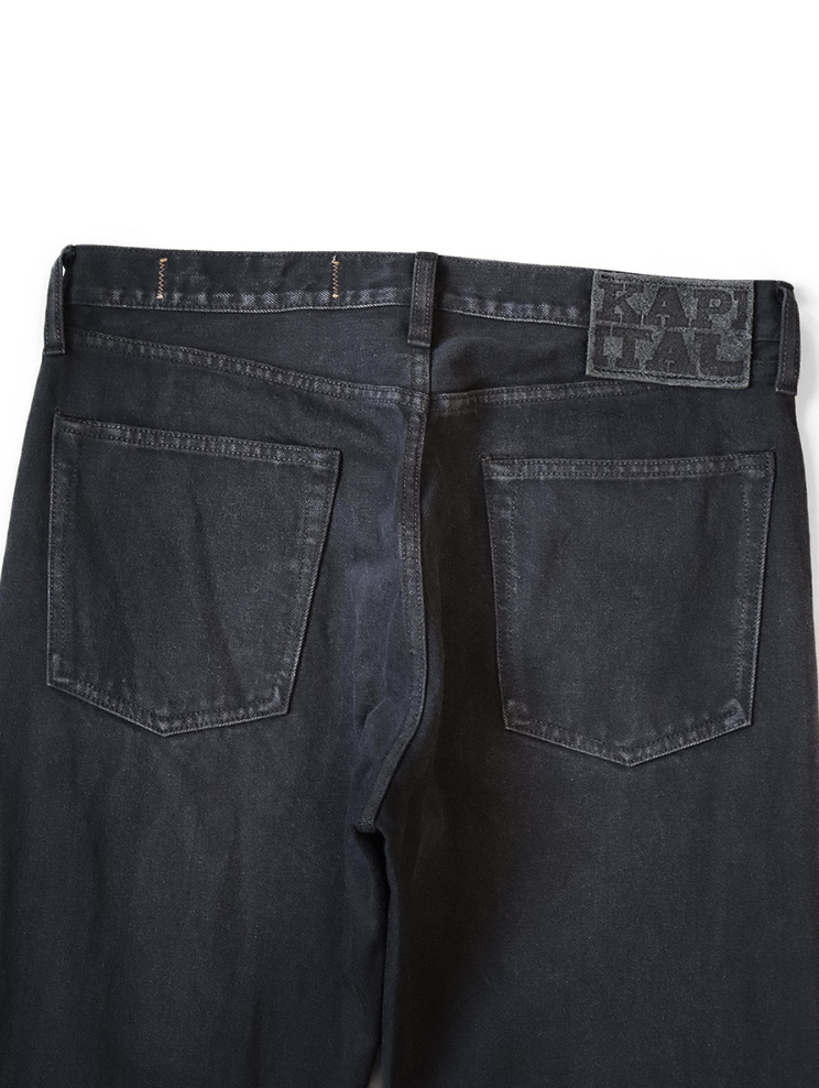 Kapital 14oz Black x Black Denim 5P Monkey Cisco (Processed)