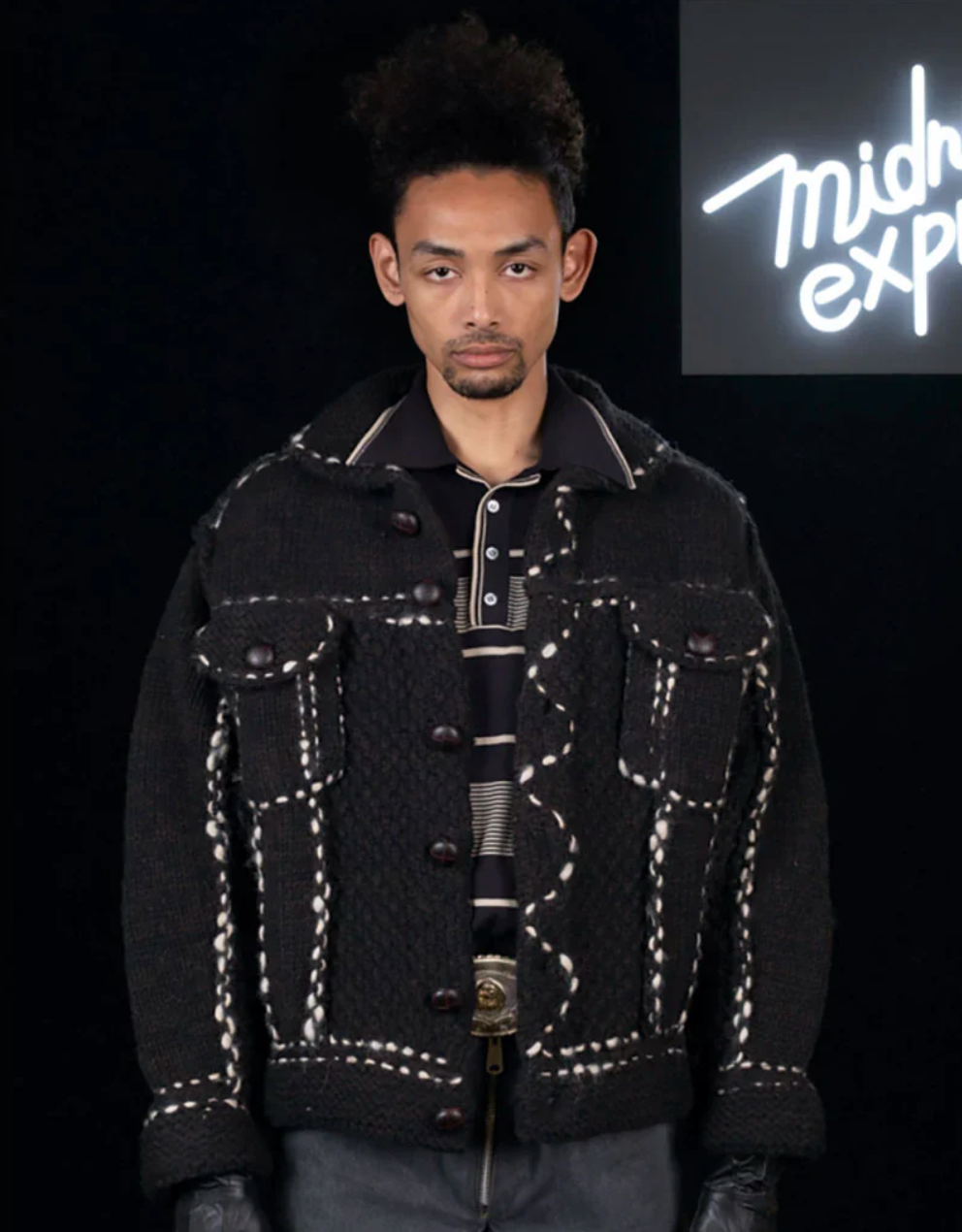 Kapital Cowichan Wool Hand Knit Denim Jacket