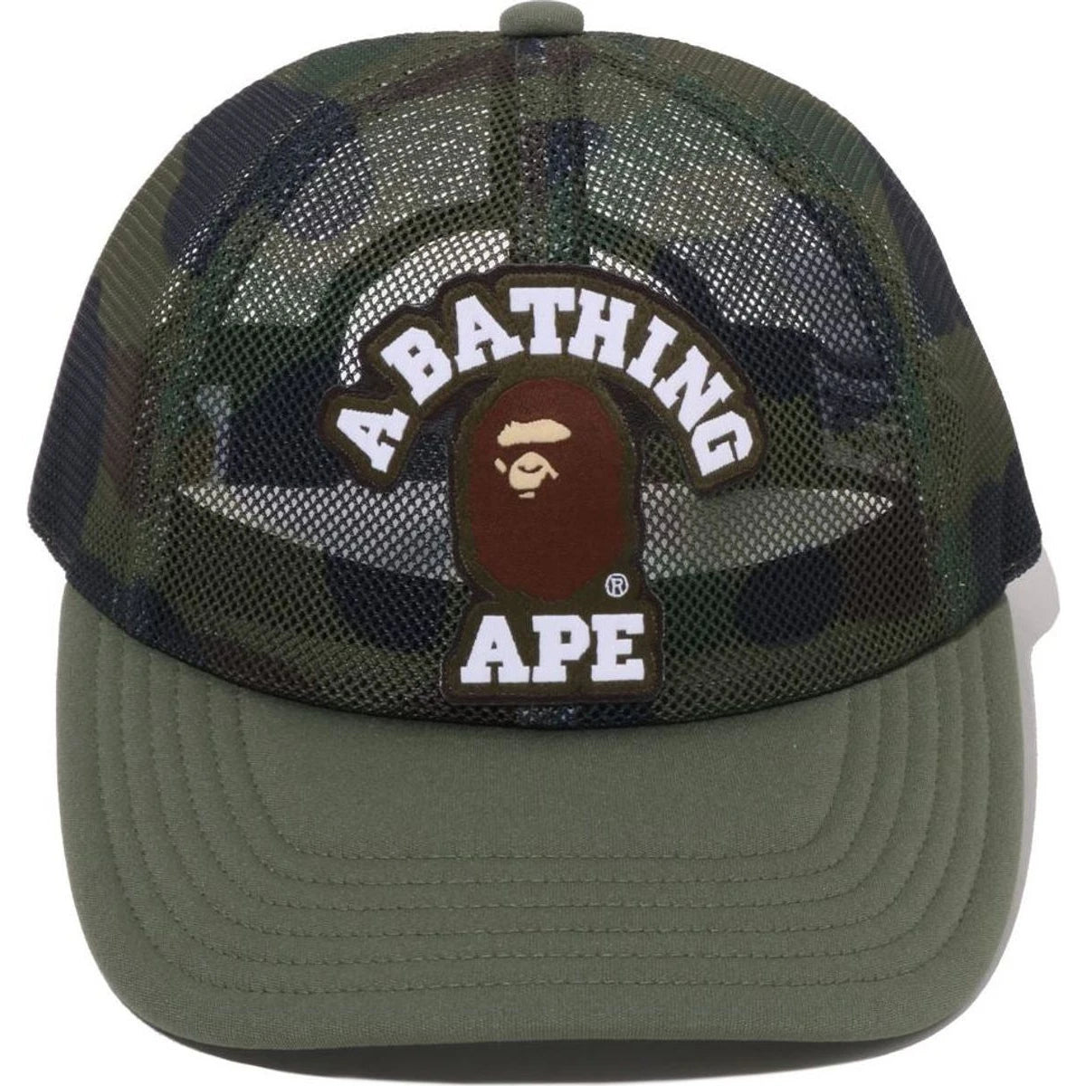 BAPE 1ST CAMO COLLEGE PATCHED MESH CAP
