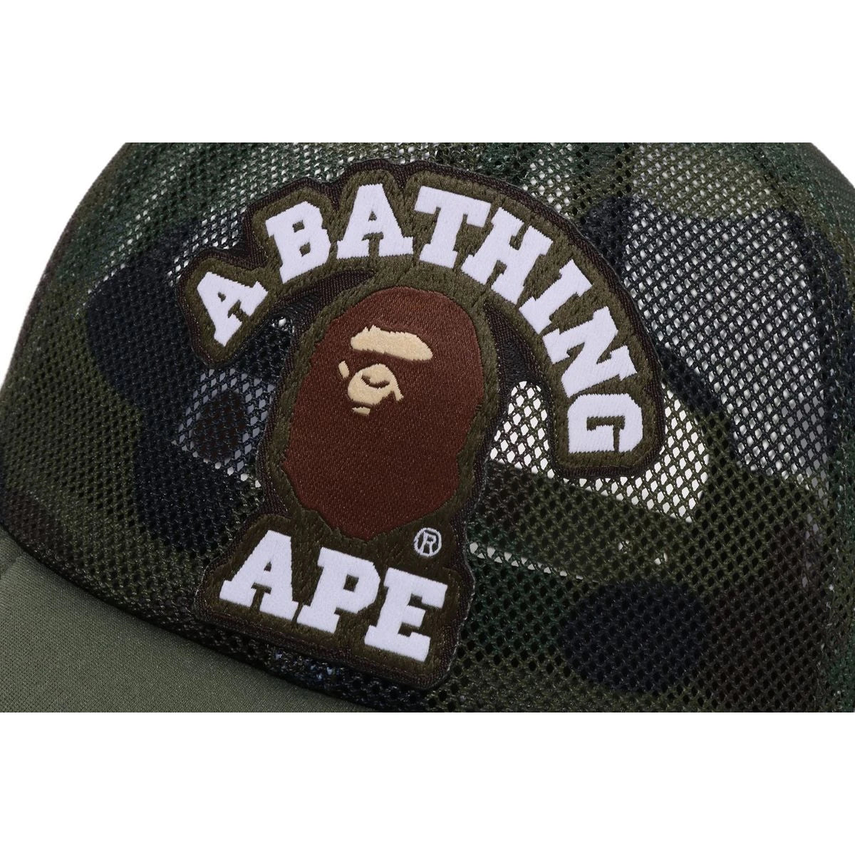 BAPE 1ST CAMO COLLEGE PATCHED MESH CAP
