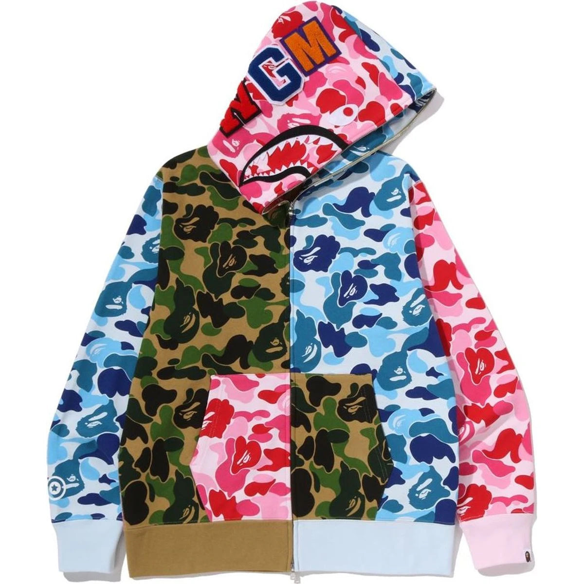 BAPE ABC CAMO CRAZY SHARK FULL ZIP HOODIE