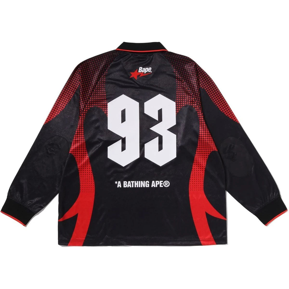 BAPE APE FLAME MONOGRAM JACQUARD LOGO RELAXED FIT FOOTBALL JERSEY