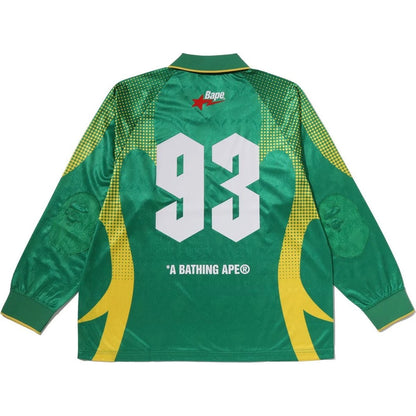 BAPE APE FLAME MONOGRAM JACQUARD LOGO RELAXED FIT FOOTBALL JERSEY