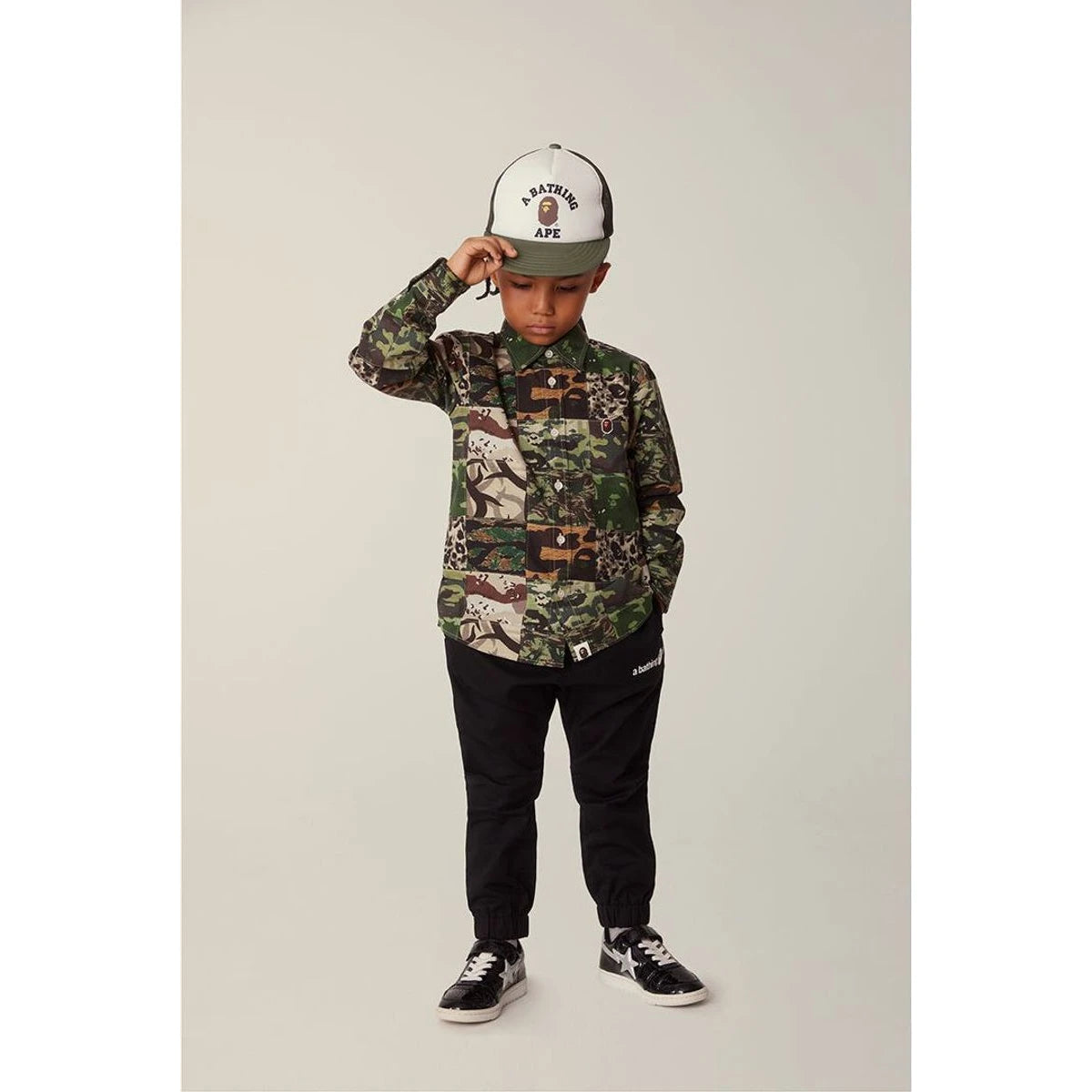 BAPE APE HEAD ONE POINT CAMO PATCHWORK SHIRT