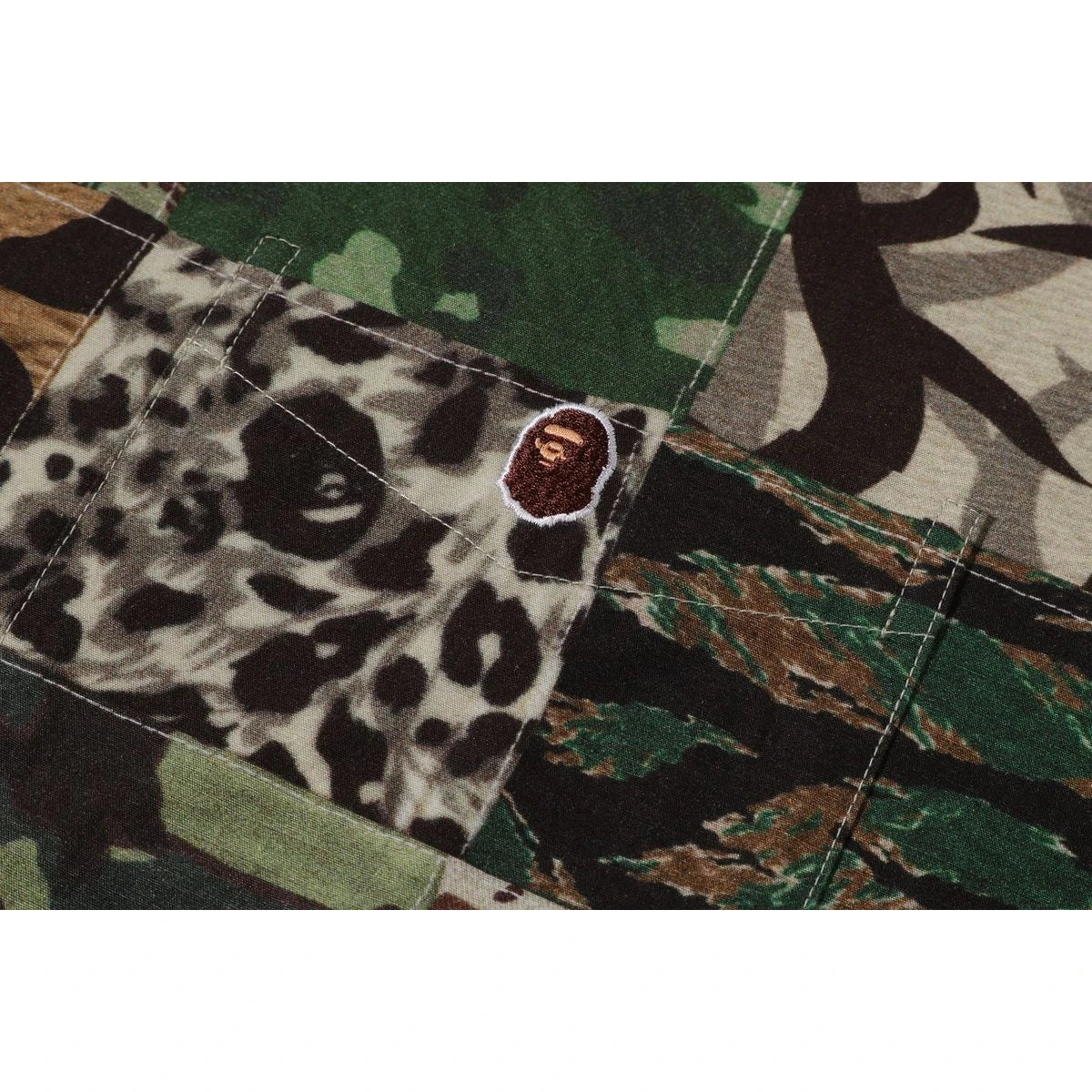 BAPE APE HEAD ONE POINT CAMO PATCHWORK SS SHIRT
