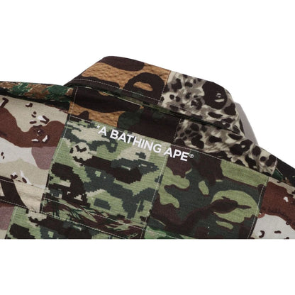BAPE APE HEAD ONE POINT CAMO PATCHWORK SS SHIRT