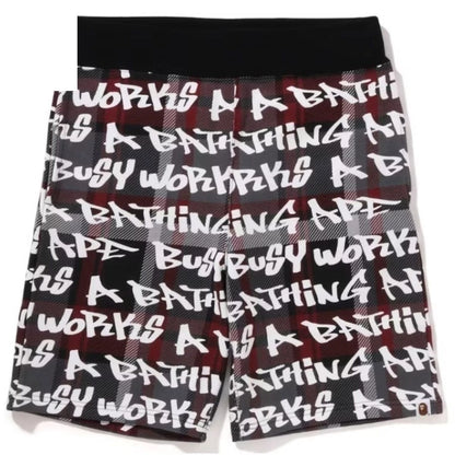 Bape Graffiti Check Sweat Shorts
