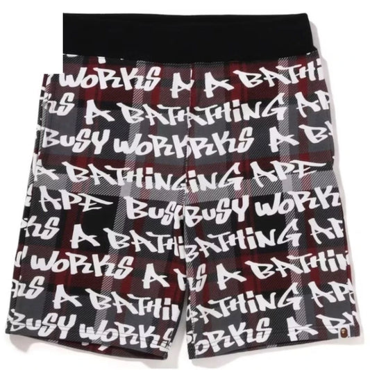 Bape Graffiti Check Sweat Shorts