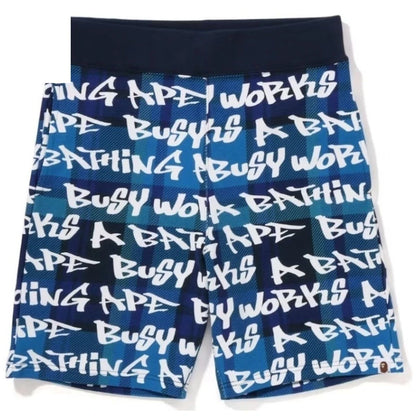 Bape Graffiti Check Sweat Shorts