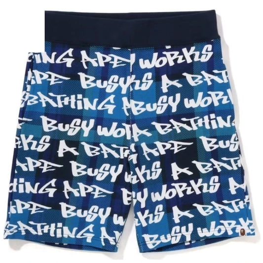 Bape Graffiti Check Sweat Shorts