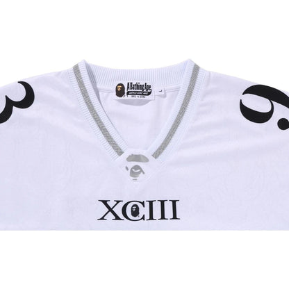 BAPE LINE CAMO MULTI LOGO RELAXED FIT FOOTBALL JERSEY
