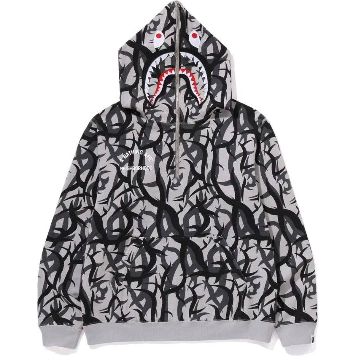 BAPE X NBHD TRIBAL CAMO TWO FACE HALF ZIP PULLOVER HOODIE