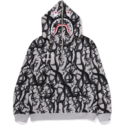 BAPE X NBHD TRIBAL CAMO TWO FACE HALF ZIP PULLOVER HOODIE