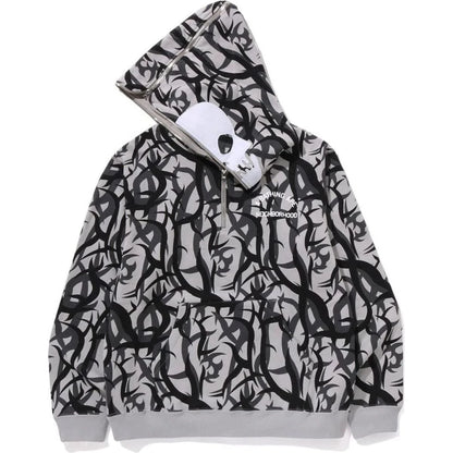 BAPE X NBHD TRIBAL CAMO TWO FACE HALF ZIP PULLOVER HOODIE