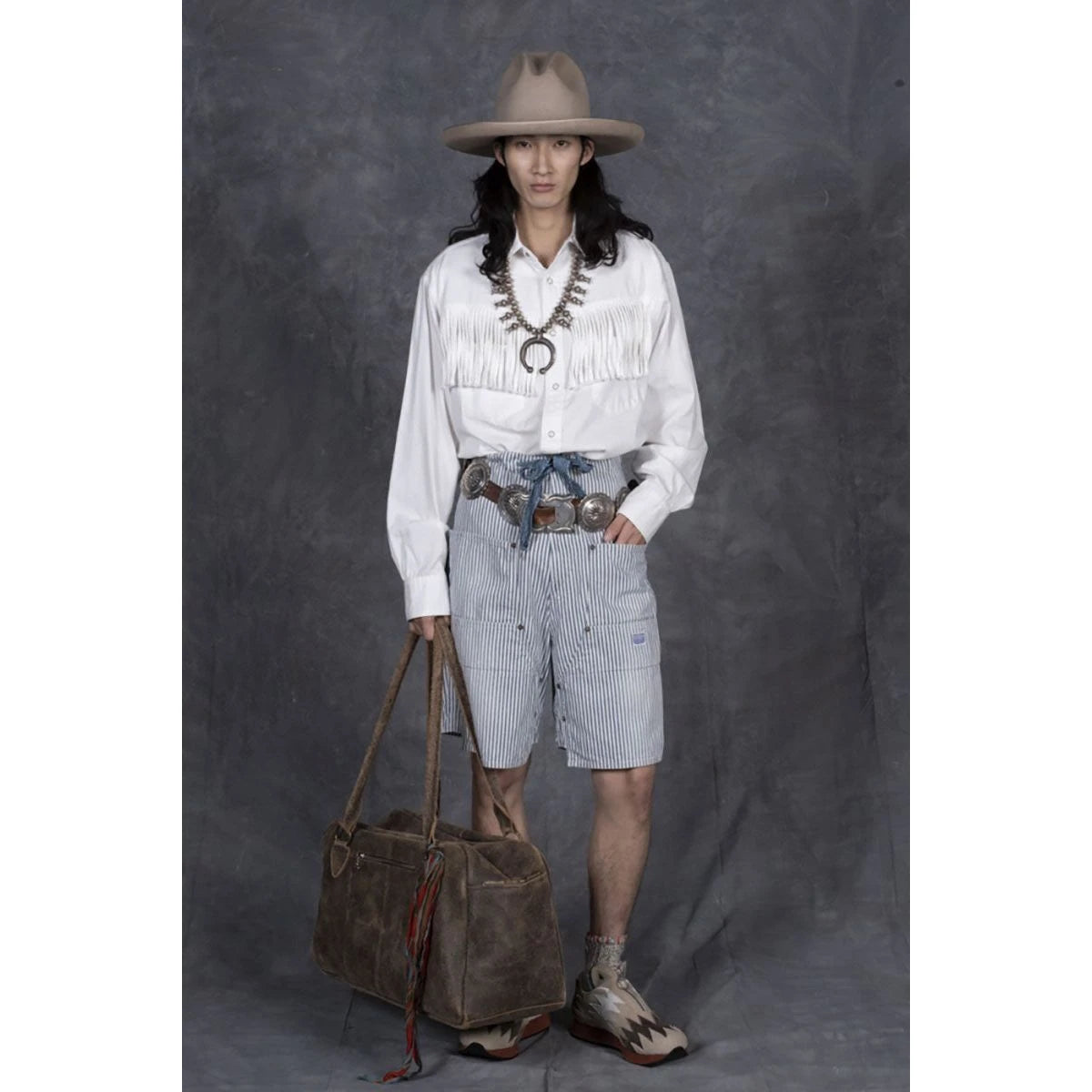Kapital 10oz Hickory Double Knee Easy Shorts
