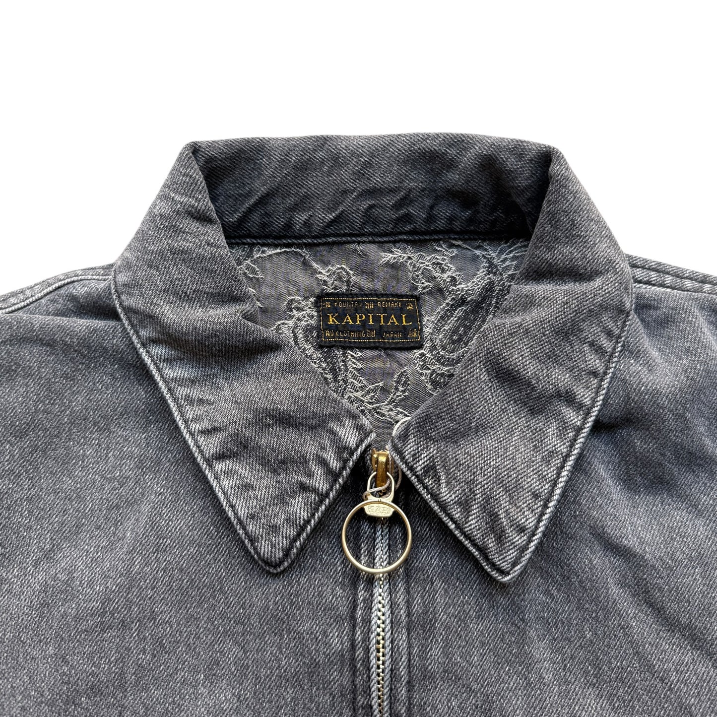Kapital 11.5oz Black x Black Denim Hacksaw Drizzler Jacket
