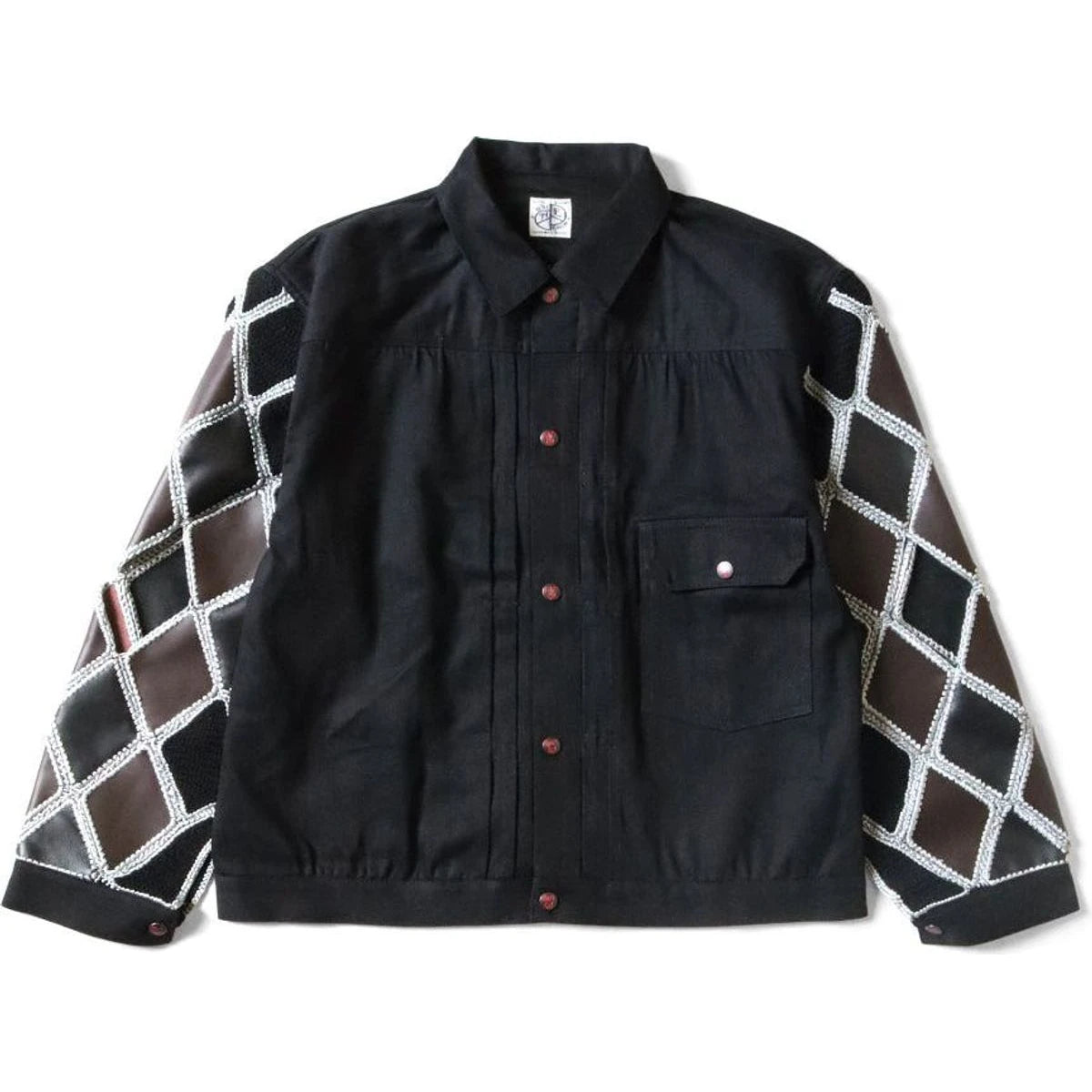 Kapital 11.5oz Black x Black Denim Hippy Crochet Sleeve 1st Jacket