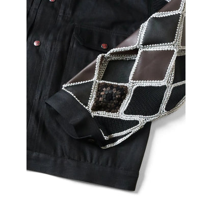 Kapital 11.5oz Black x Black Denim Hippy Crochet Sleeve 1st Jacket