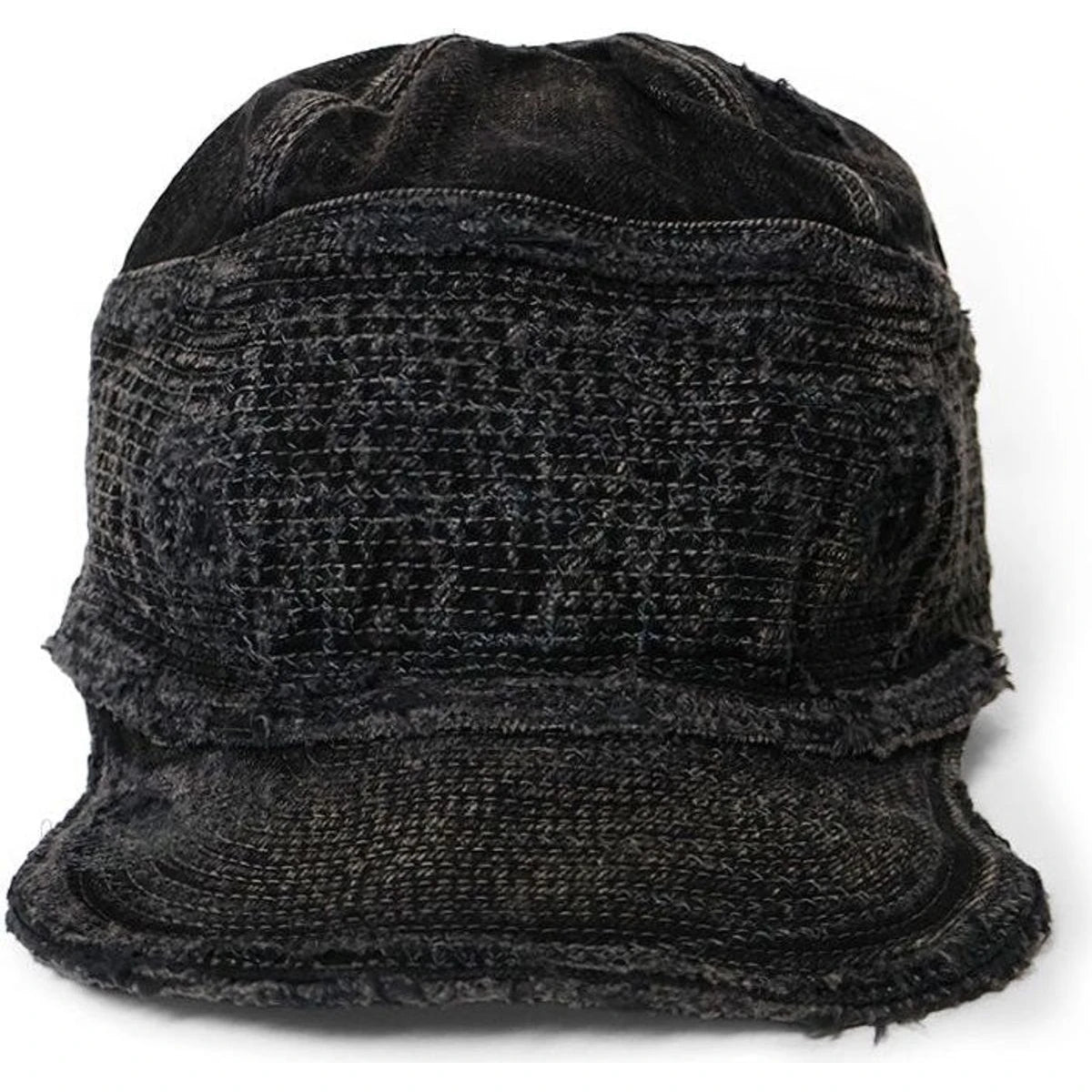 Kapital 11.5oz Black x Black Denim Old Man & The Sea Cap (Distressed Remake)