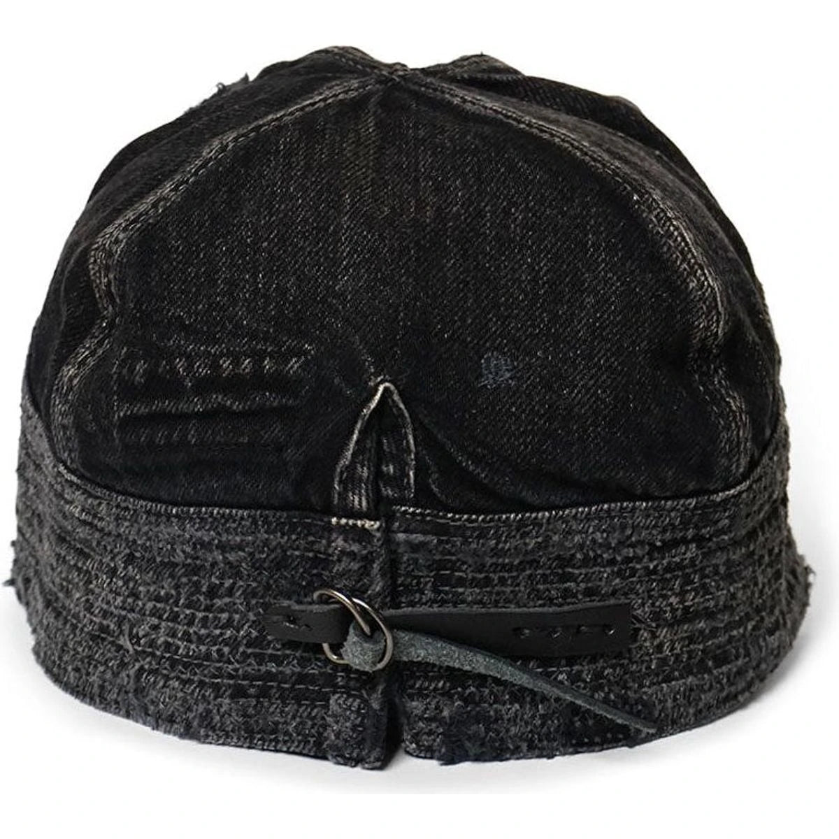 Kapital 11.5oz Black x Black Denim Old Man & The Sea Cap (Distressed Remake)