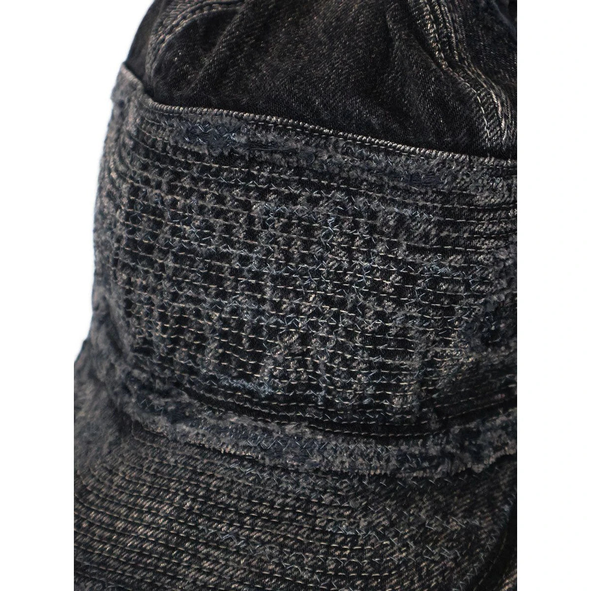 Kapital 11.5oz Black x Black Denim Old Man & The Sea Cap (Distressed Remake)