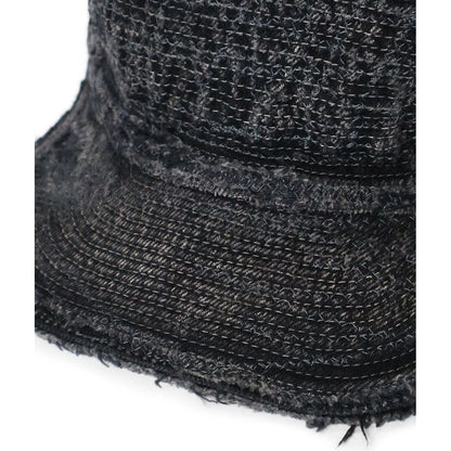 Kapital 11.5oz Black x Black Denim Old Man & The Sea Cap (Distressed Remake)