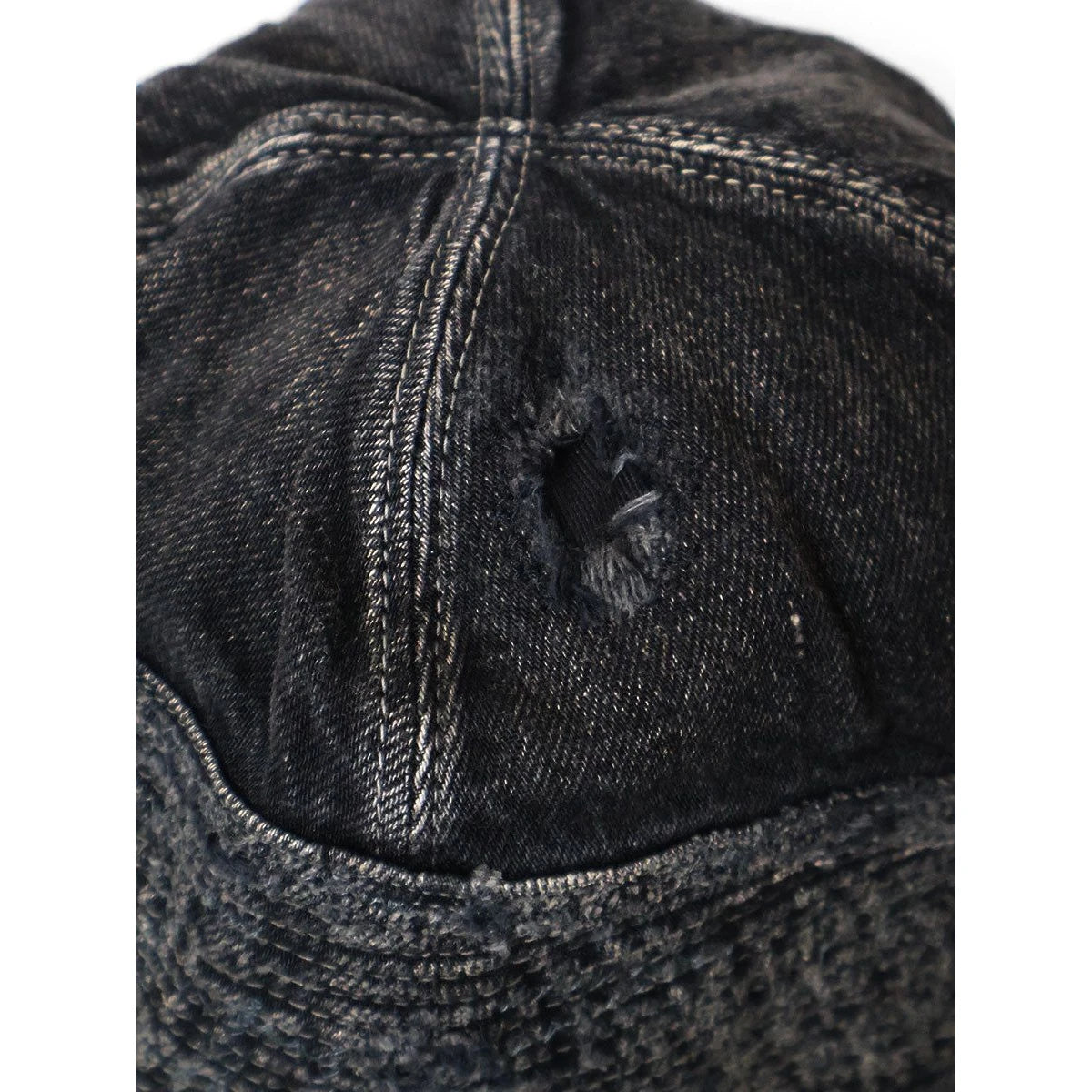 Kapital 11.5oz Black x Black Denim Old Man & The Sea Cap (Distressed Remake)