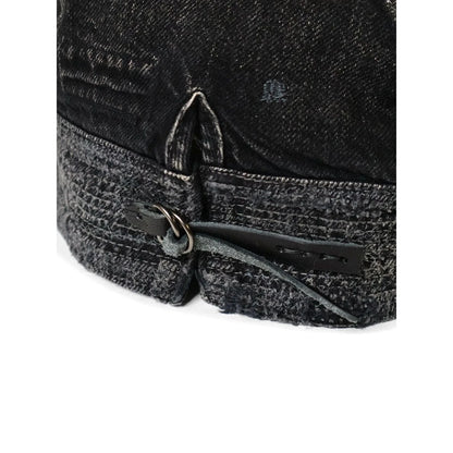 Kapital 11.5oz Black x Black Denim Old Man & The Sea Cap (Distressed Remake)