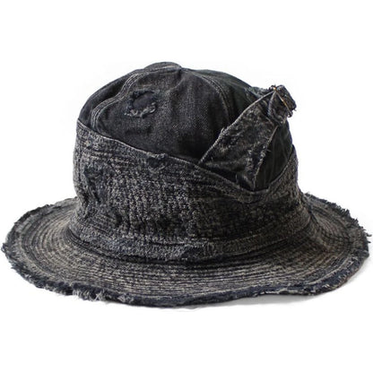 Kapital 11.5oz Black x Black Denim The Old Man and the Sea Hat (Crash Remake)