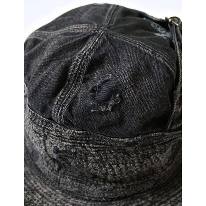 Kapital 11.5oz Black x Black Denim The Old Man and the Sea Hat (Crash Remake)
