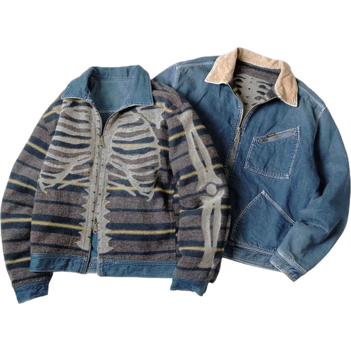 Kapital 11.5oz Denim Bone Reversible Work Jacket