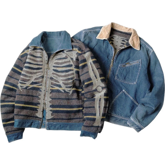Kapital 11.5oz Denim Bone Reversible Work Jacket