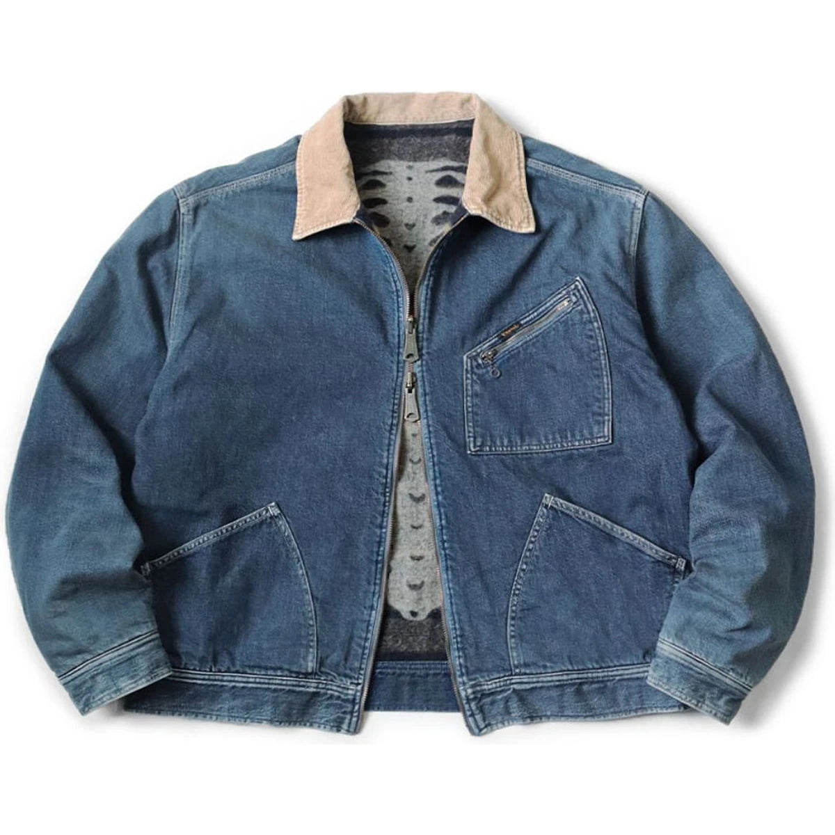 Kapital 11.5oz Denim Bone Reversible Work Jacket
