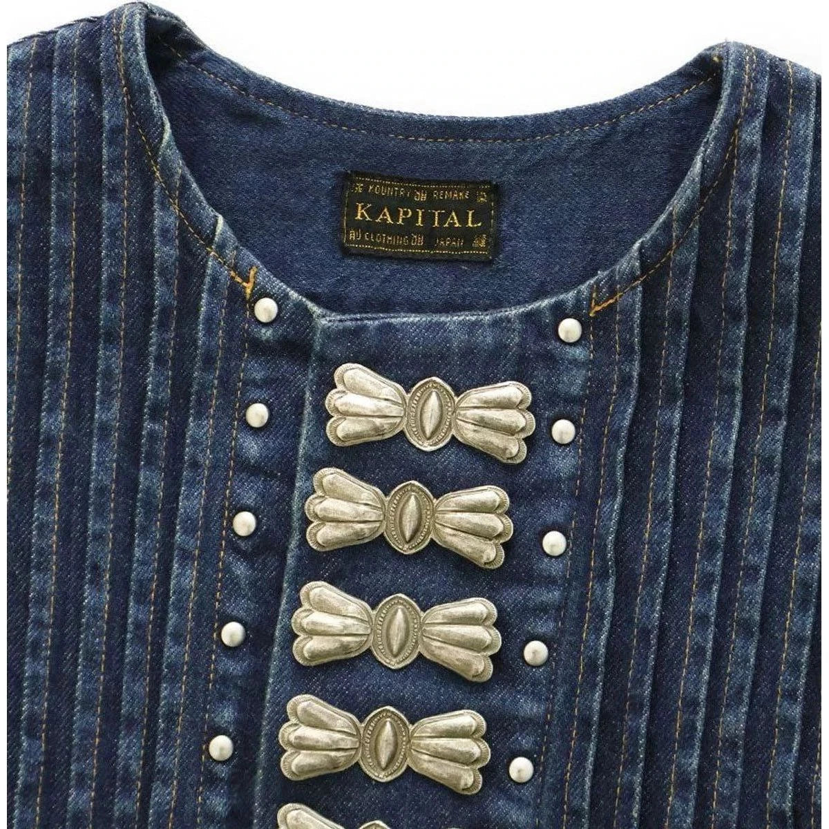 Kapital 11.5oz Denim Cropped Butterfly Concho Gilet