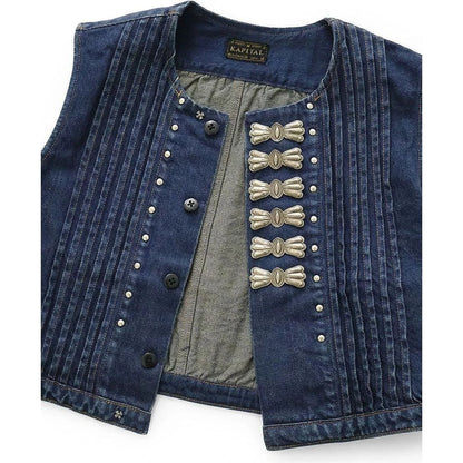 Kapital 11.5oz Denim Cropped Butterfly Concho Gilet