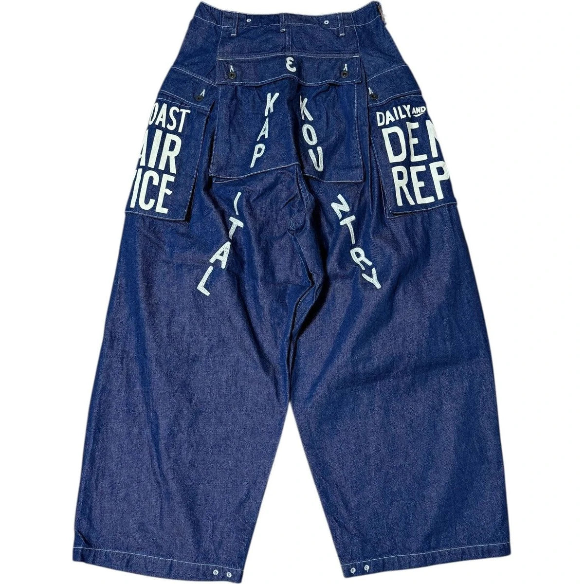 Kapital 11.5oz Denim Jumbo Monkey Pants (Factory Repaired & Embroidered)