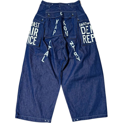 Kapital 11.5oz Denim Jumbo Monkey Pants (Factory Repaired & Embroidered)