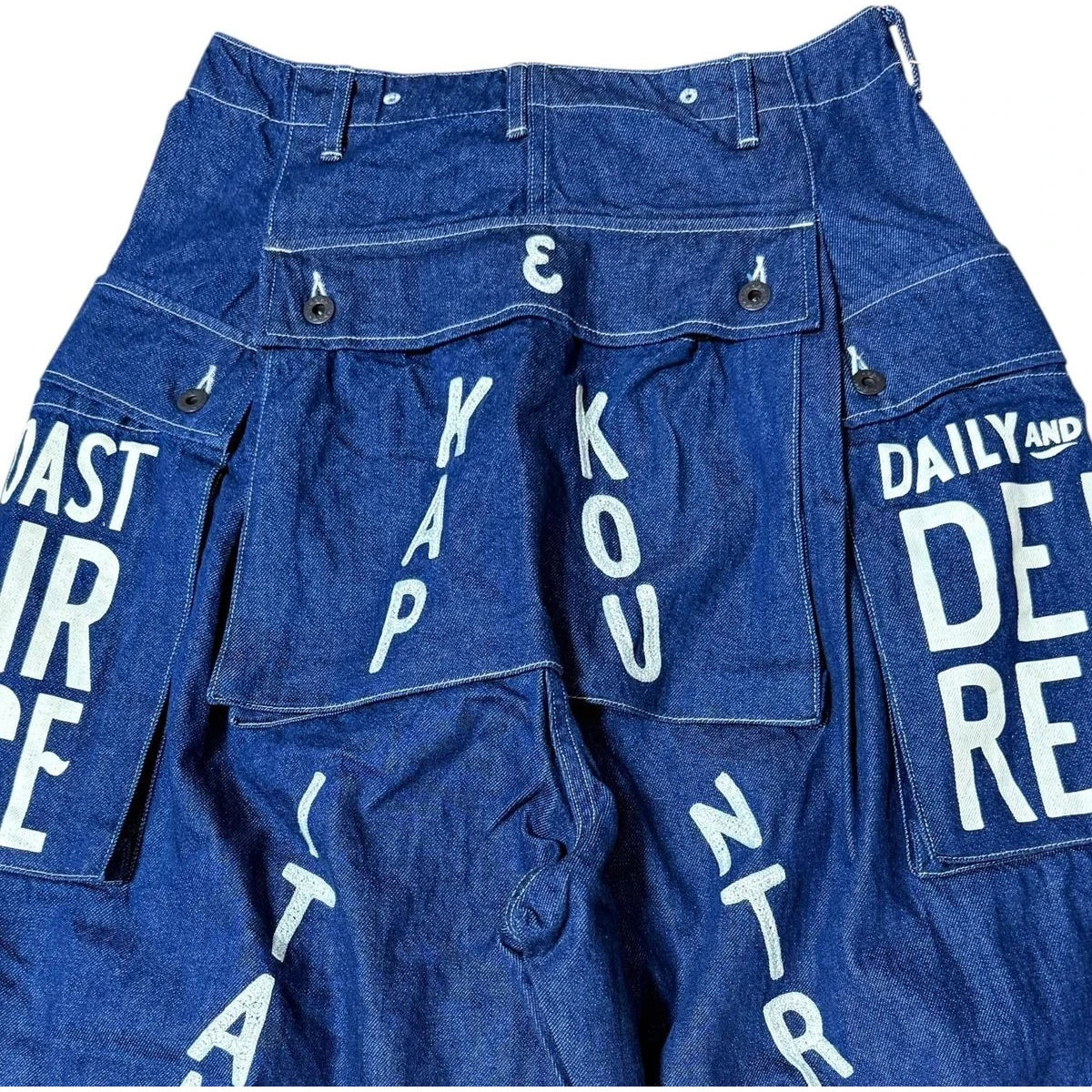 Kapital 11.5oz Denim Jumbo Monkey Pants (Factory Repaired & Embroidered)