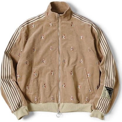 Kapital 11-Wale Stretch Corduroy Duck Embroidery Track Jacket Banner Stripe
