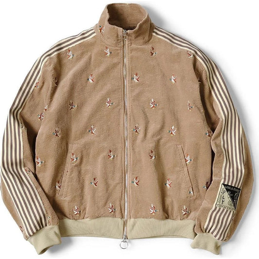 Kapital 11-Wale Stretch Corduroy Duck Embroidery Track Jacket Banner Stripe