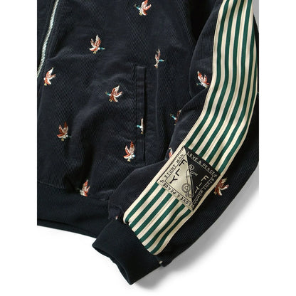 Kapital 11-Wale Stretch Corduroy Duck Embroidery Track Jacket Banner Stripe