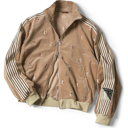 Kapital 11-Wale Stretch Corduroy Duck Embroidery Track Jacket Banner Stripe