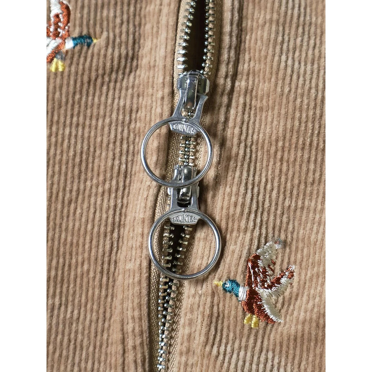 Kapital 11-Wale Stretch Corduroy Duck Embroidery Track Jacket Banner Stripe