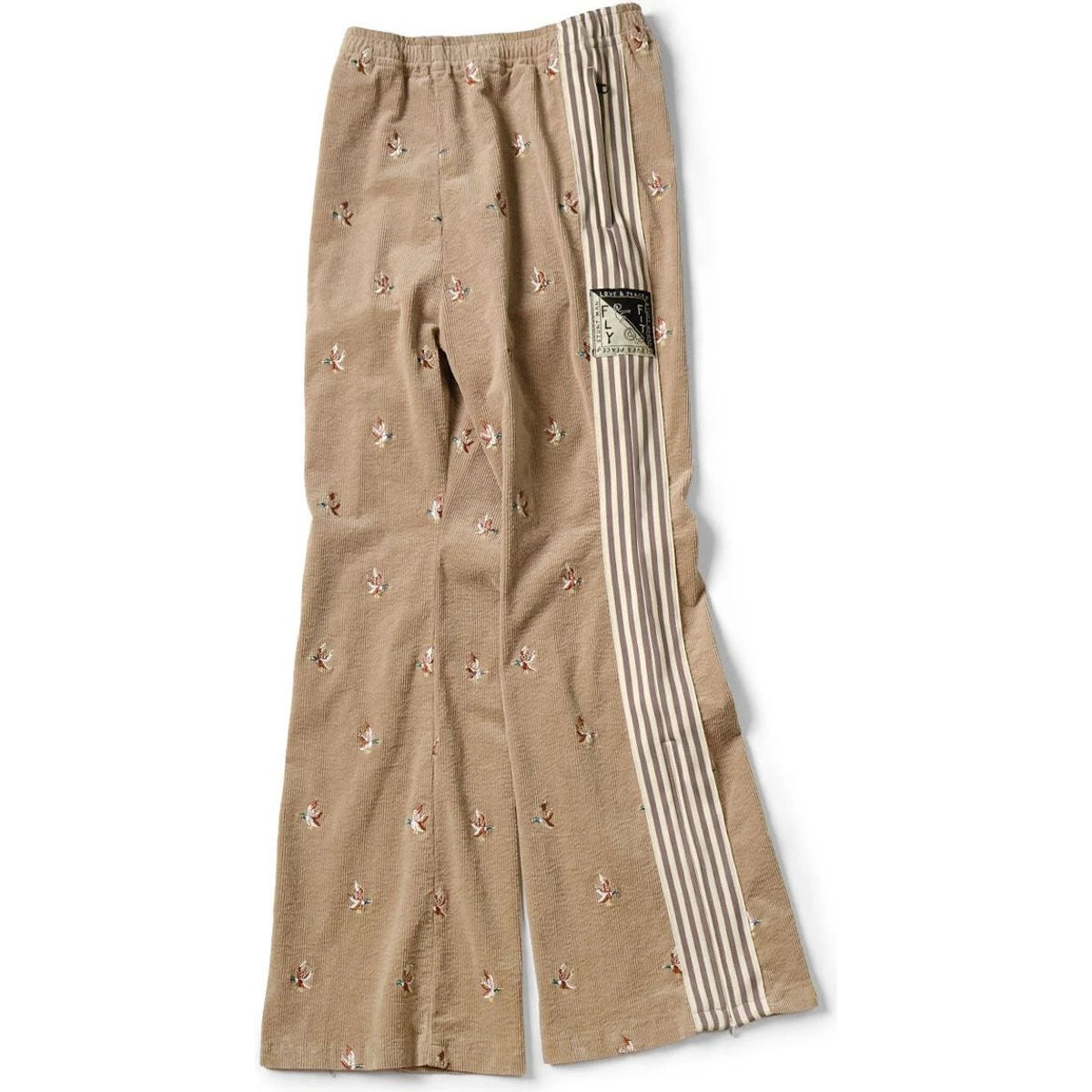 Kapital 11-Wale Stretch Corduroy Duck Embroidery Track Pants (Banner Stripe)