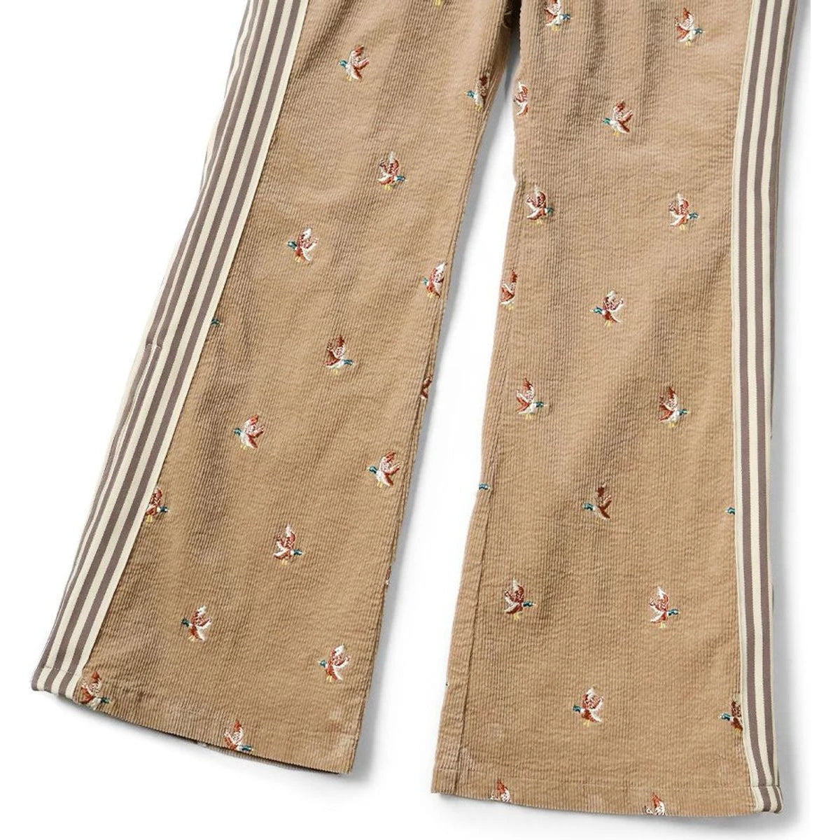 Kapital 11-Wale Stretch Corduroy Duck Embroidery Track Pants (Banner Stripe)