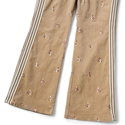 Kapital 11-Wale Stretch Corduroy Duck Embroidery Track Pants (Banner Stripe)